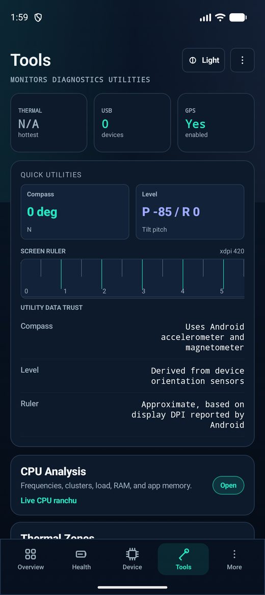 VoltGuard Tools screen listing hardware tests and diagnostic utilities.